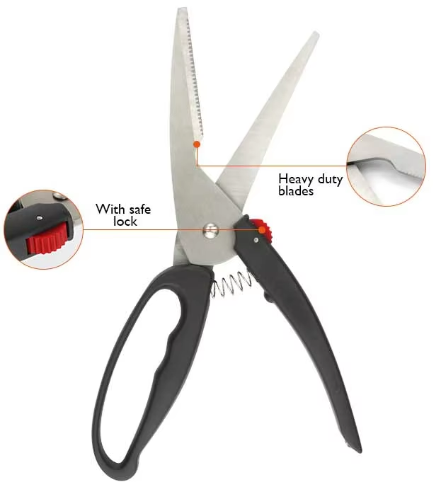 Stainless Steel Heavy Duty Durable Spring Type Poultry Kitchen Scissor