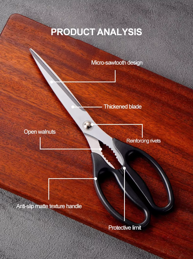 Multi-Functional Stainless Steel BBQ Scissors for Household Use for Kitchen Cooking Scissors