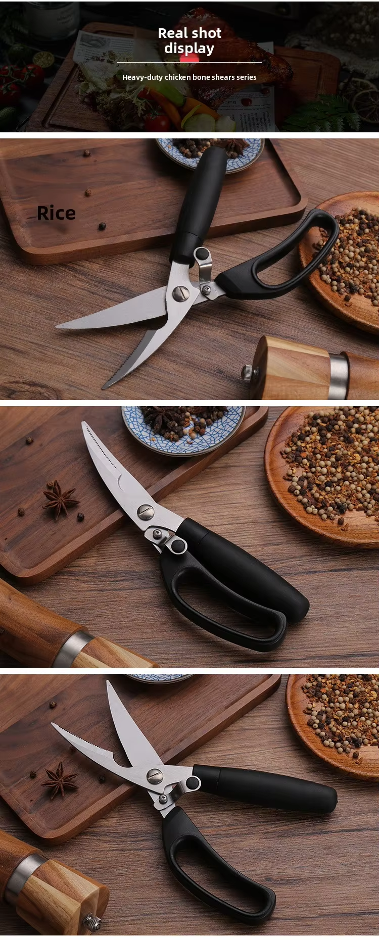 Stainless Steel Cylinder Chicken Bone Multi-Function Kitchen Scissors