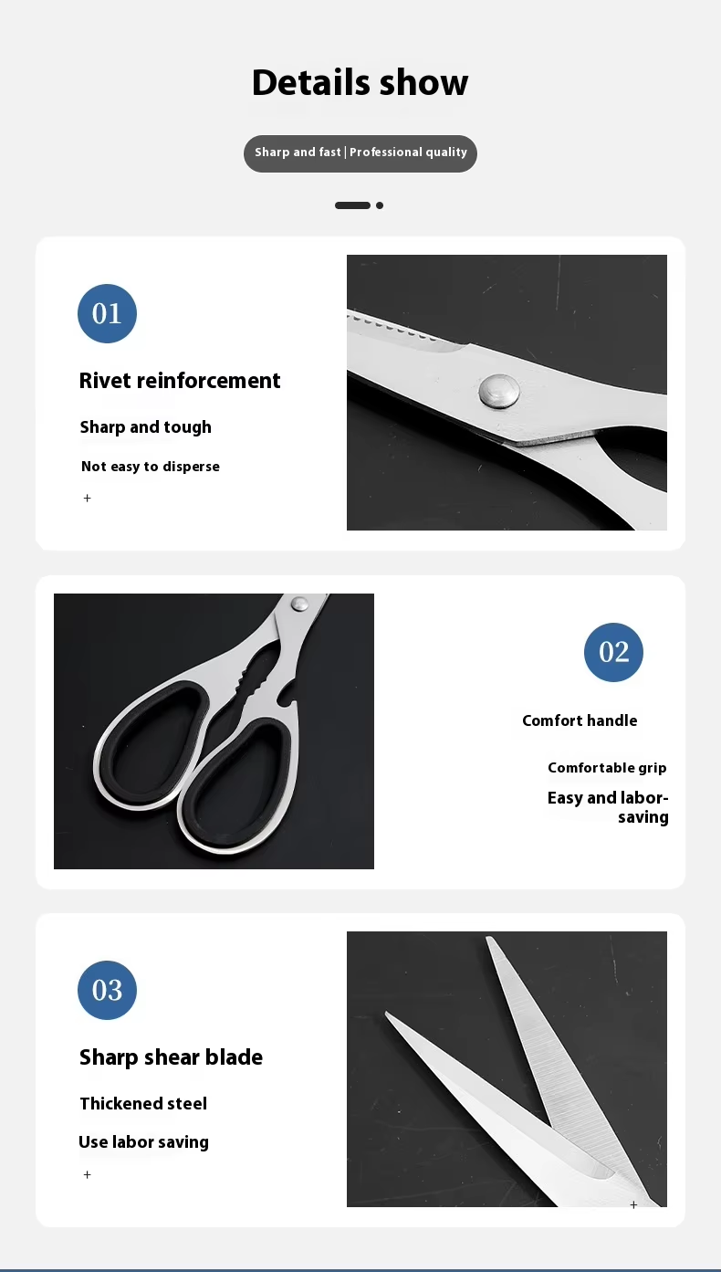 All Stainless Steel Multifunctional Kitchen Scissors