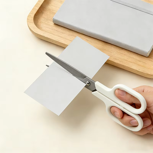 White Plastic Handle Stationery Scissors Stainless Steel Office Paper Cutting Scissors Household Multipurpose Hand Scissors