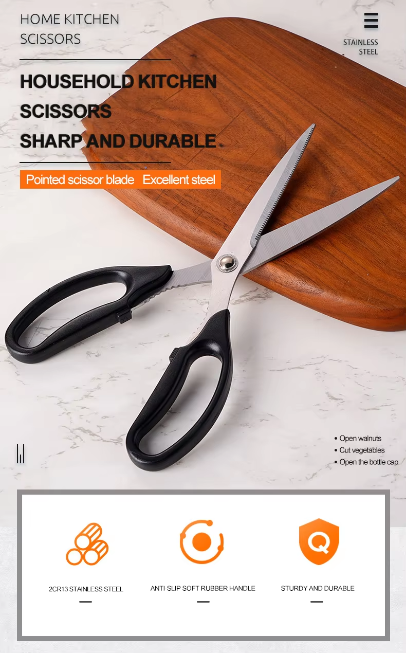 Multi-Functional Stainless Steel BBQ Scissors for Household Use for Kitchen Cooking Scissors