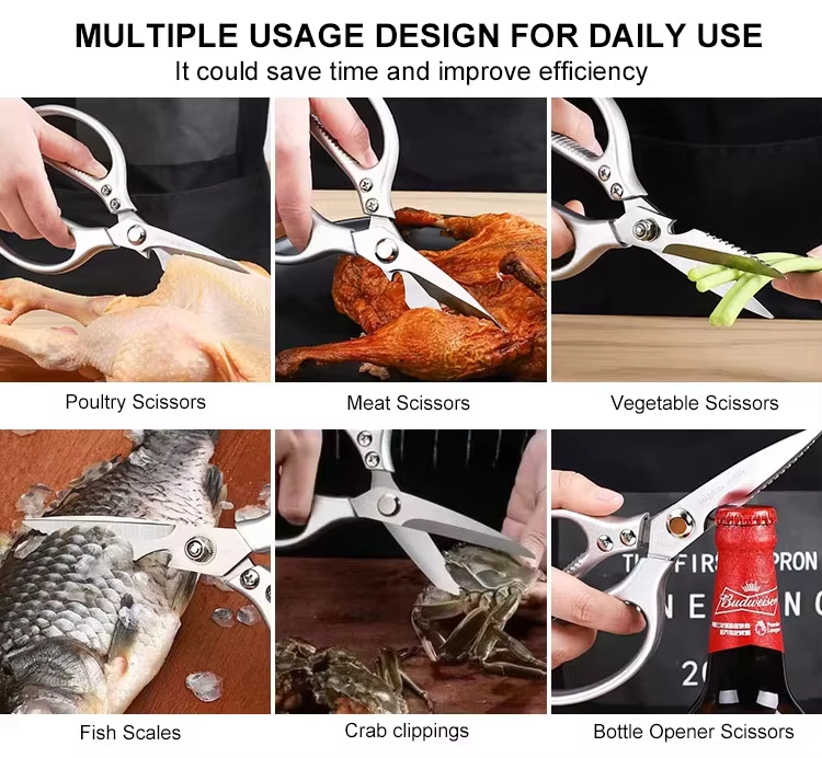 Sliver Heavy Duty Sharp Stainless Steel MultiFunction Kitchen Scissors