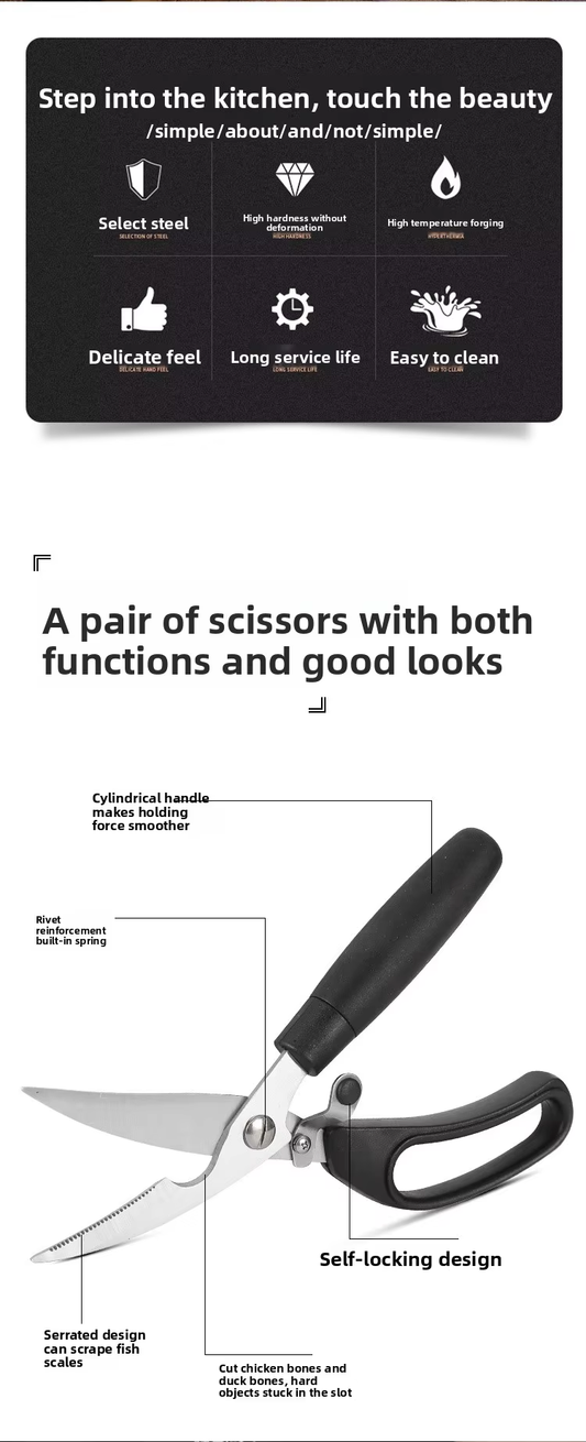 Stainless Steel Cylinder Chicken Bone Multi-Function Kitchen Scissors