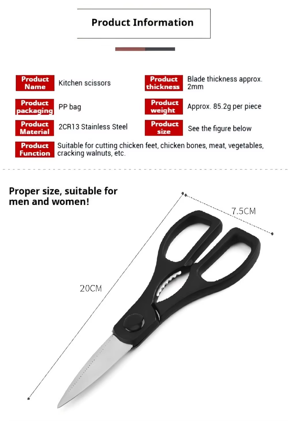 Stainless Steel Heavy Duty Kitchen Scissors