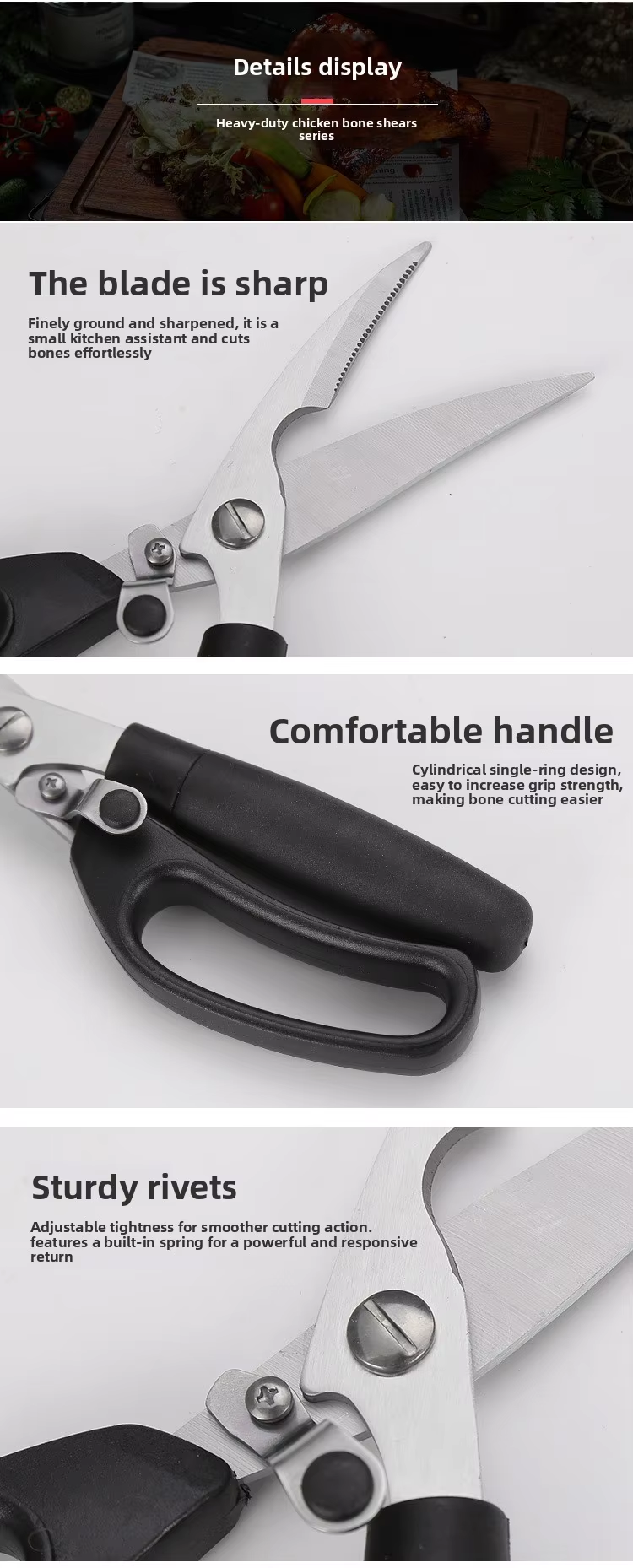 Stainless Steel Cylinder Chicken Bone Multi-Function Kitchen Scissors