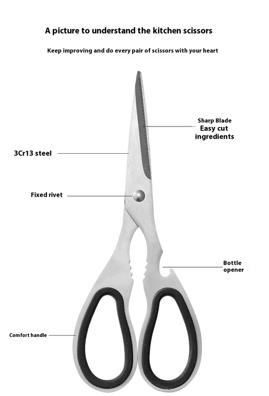 All Stainless Steel Multifunctional Kitchen Scissors